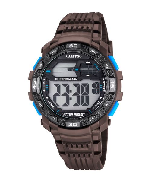 Calypso Digital Mens Sports Chrono Alarm Watch - Brown