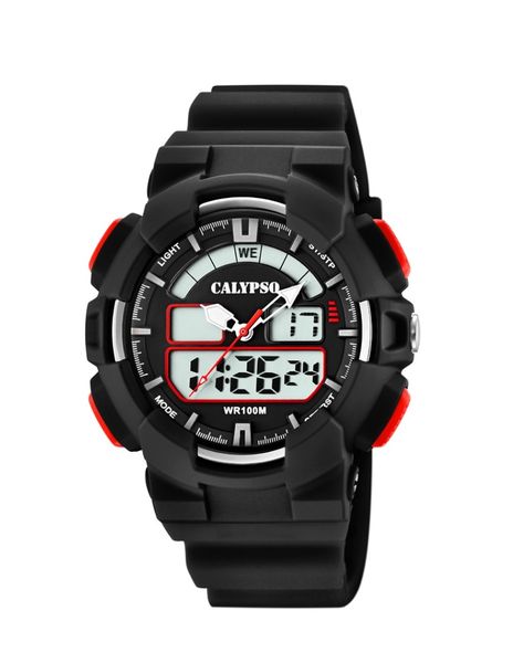 Calypso Mens Digital Cadet Analog Sports Watch - Red &amp; Black