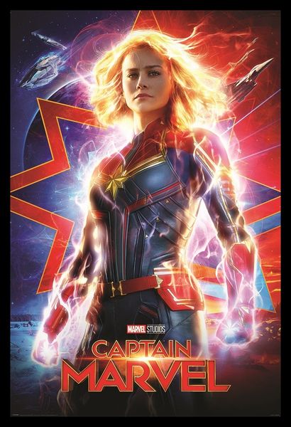 Captain Marvel - Movie Poster with Black Frame