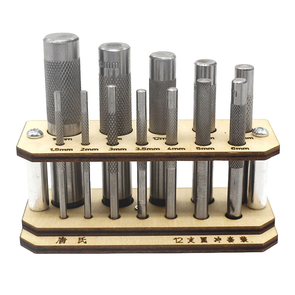 12 Piece Round Steel Hollow Punch Set With Wooden Holder Shop Today