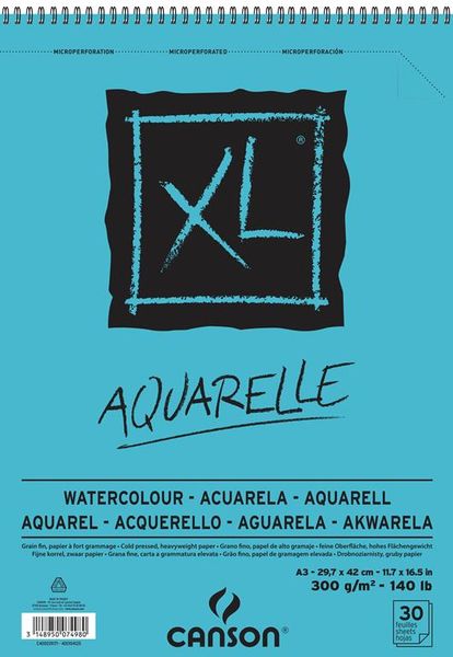 Canson XL Aquarelle Spiral bound 30S A3 300G