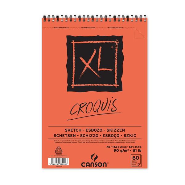 Canson XL Sketch Croquis Spiral bound 60S A5 90G