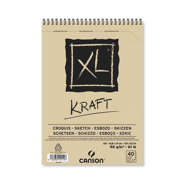 Canson XL Kraft Spiral bound 40S A5 90G BRUN