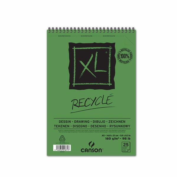 Canson XL Recycle Drawing Spiral bound 25S A5 160G