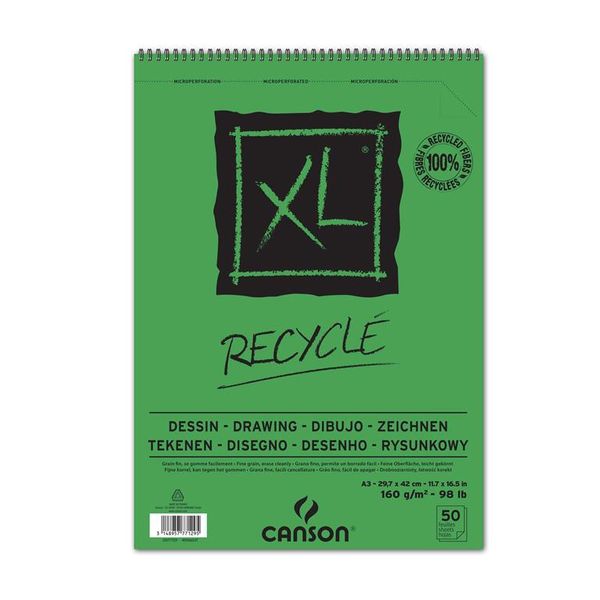 Canson XL Recycle Drawing Spiral bound 50S A3 160G