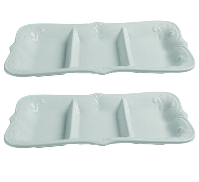 Serving Plate Ceramic 3 Divisions 28cm - Set of 2 (White)