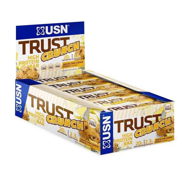 USN Trust Crunch White Choc Cookie Dough Protein Bar - 12 x 60g