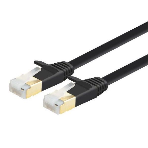 10M 10G Ethernet Flat Network Cable with Gold Plated CAT7 RJ45 Black