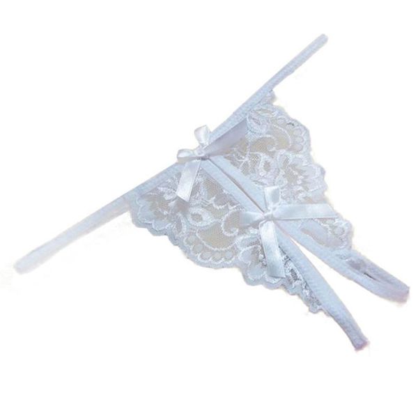 Talullah Suede, Antonia Blanca, White Lace Crotchless G-string Panty