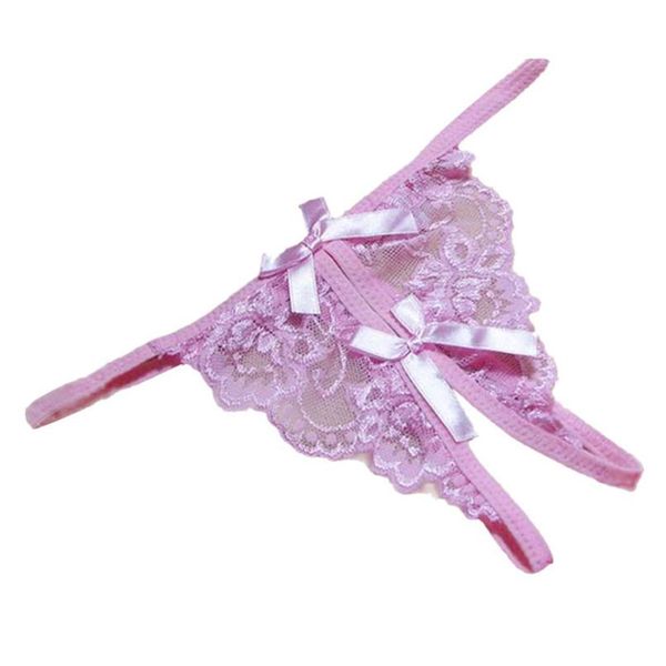 Talullah Suede, Antonia Rosa, Pink Lace Crotchless G-string Panty