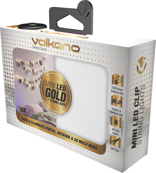 Volkano Twinkle Series Photo Clips with LED Lights - Gold