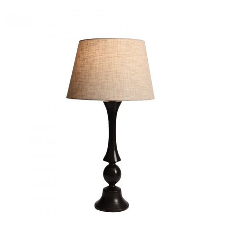 Mahogany Stain Wooden Table Lamp With, Beige Lamp Shade For Table