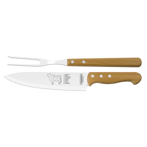 Tramontina Braai/Churrasco: 2 Piece Carving Set, Meat Knife and Fork Set