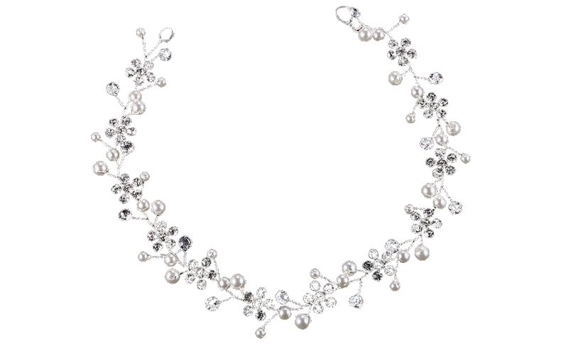 Olive Tree - Crystal Plum Flower Styled Headband - Bridal / Formal Event