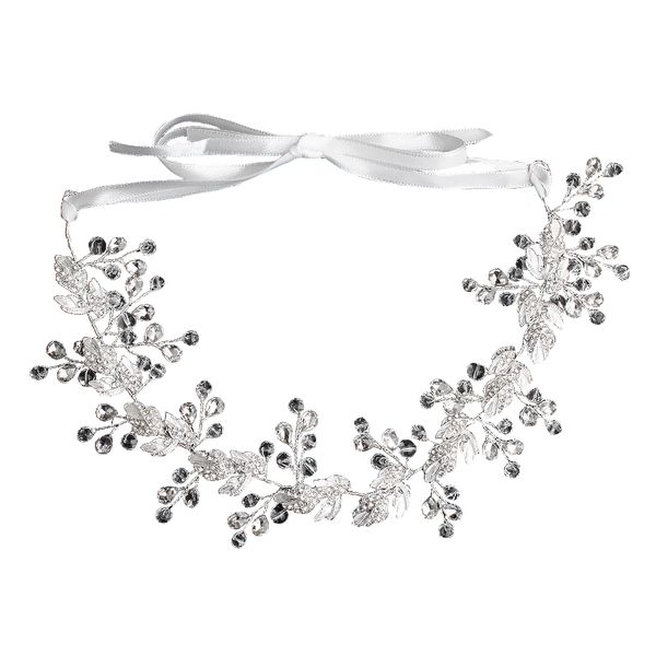 Olive Tree - Metal Leaf &amp; Crystal Styled Headband - Bridal / Formal Event