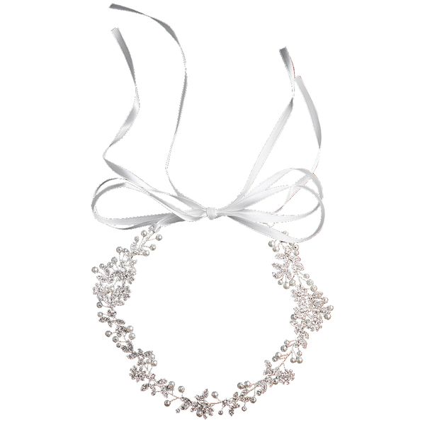 Olive Tree - Crystal Flower &amp; Leaf Styled Headband - Bridal / Formal Event