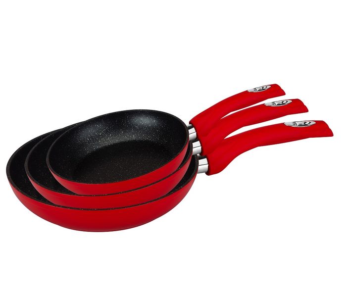 Royalty Line 3-Piece Marble Coating Fry Pan Set - Red