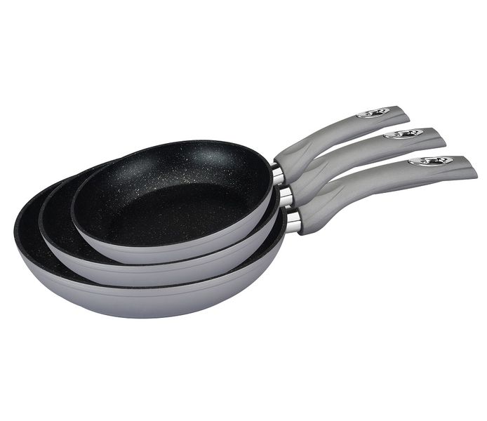 Royalty Line 3-Piece Marble Coating Fry Pan Set - Silver