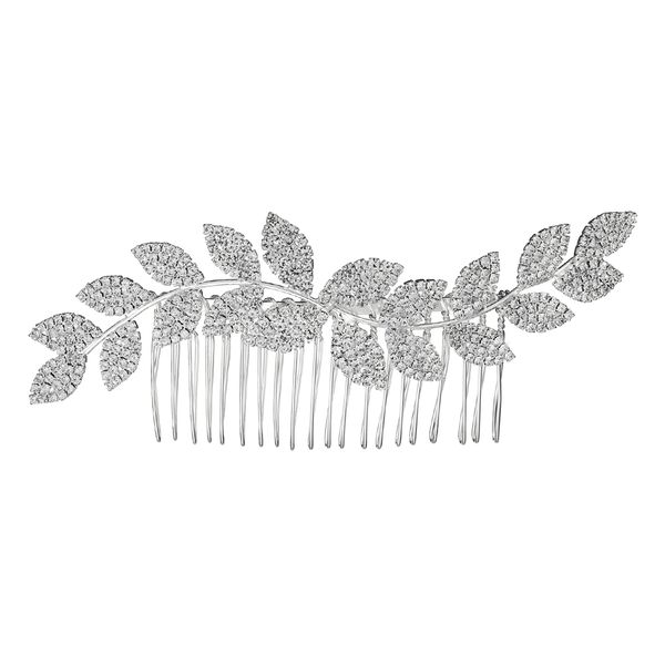 Olive Tree - Crystal Leaf Styled Hair Comb - Bridal / Formal Event
