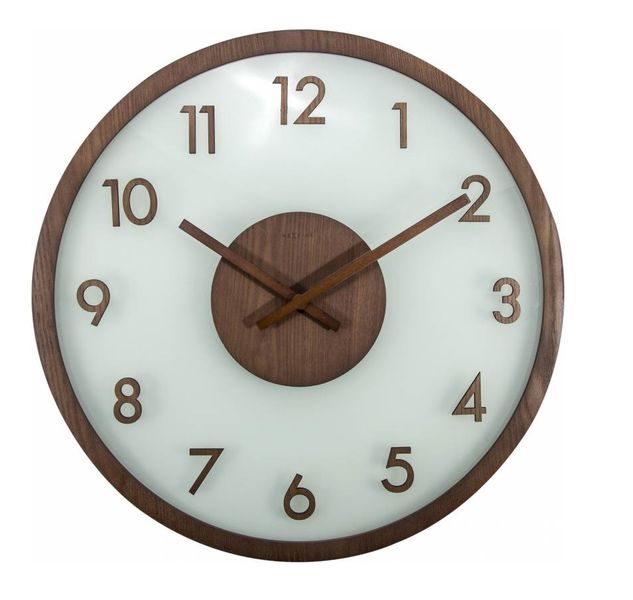 NeXtime 50cm Frosted Wood Glass Wall Clock - Designed by Deal Design