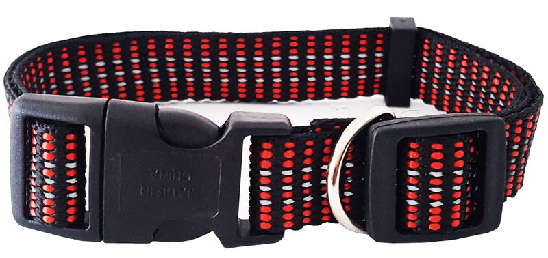 Reflective Dog Collar - Black and Red - Medium