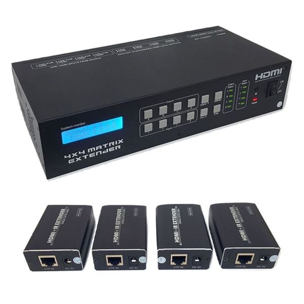 4x4 HDMI True Matrix Extender, 60m via CAT, Full HD 1080p