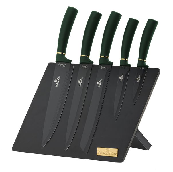 Berlinger Haus 6-Piece Non-Stick Coating Knife Set with Stand - Emerald