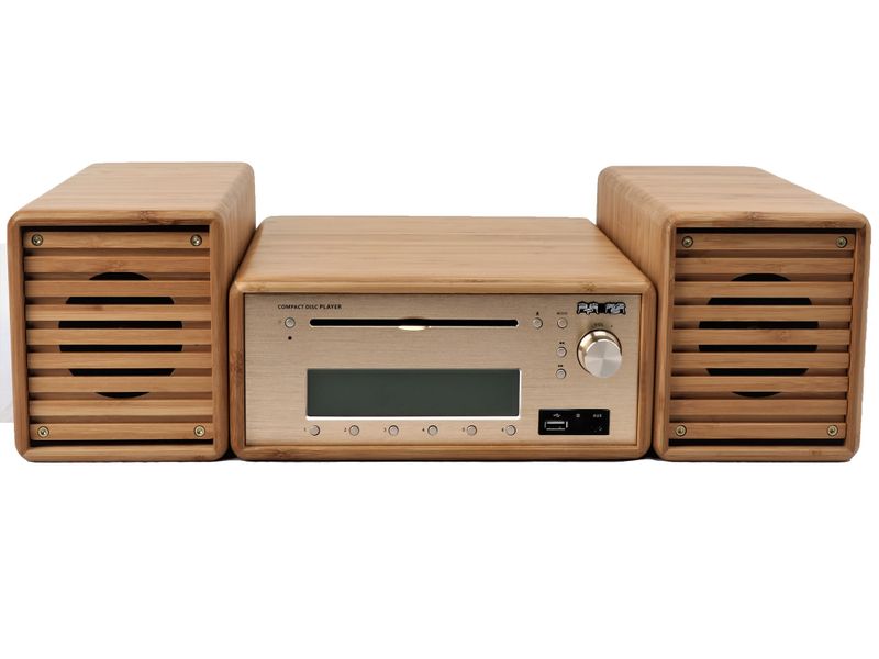 Bamboo Compact Audi Hi-Fi System (CD, Bluetooth, MP3, USB, FM Radio)
