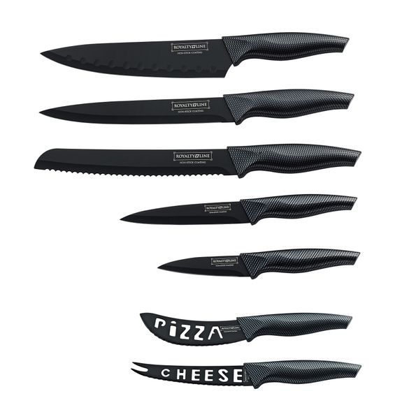 Royalty Line 7-Piece Marble Coating Knife Set - Black
