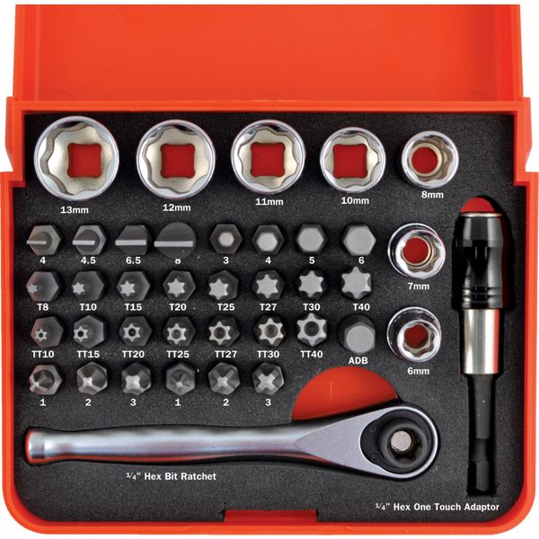 Kennedy 39Pc Kengrip Skt Screwdriver Bit Set 14Inch Sq Dr