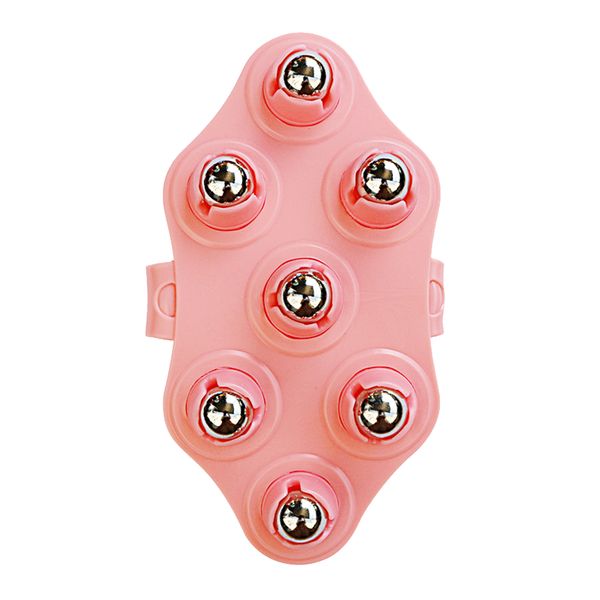 7 Stainless Steel 360 Degrees Rotatable Roller Ball Massage Glove - Pink