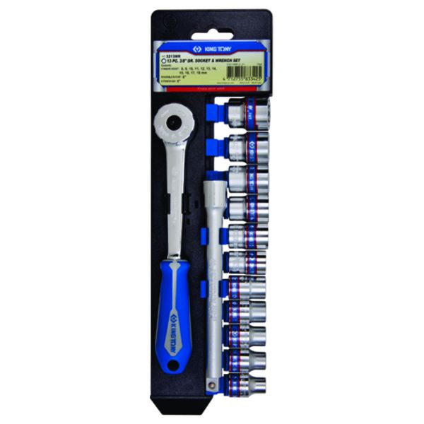 KING TONY SOCKET SET 3/8"DR RATCHET + EXTIONSION