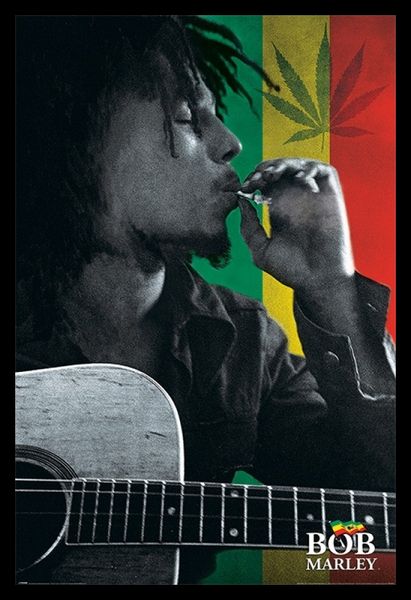 Bob Marley - Smoke Poster with Black Frame