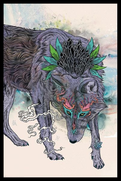 Mat Miller - Spirit Wolf Poster with Black Frame