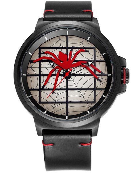 Skone "Into The Spider Web" Iconic Leather Mens Watch - White
