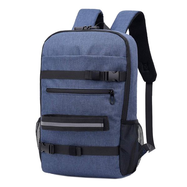 Anti-theft Skateboard Backpack with USB Charging Port - Black