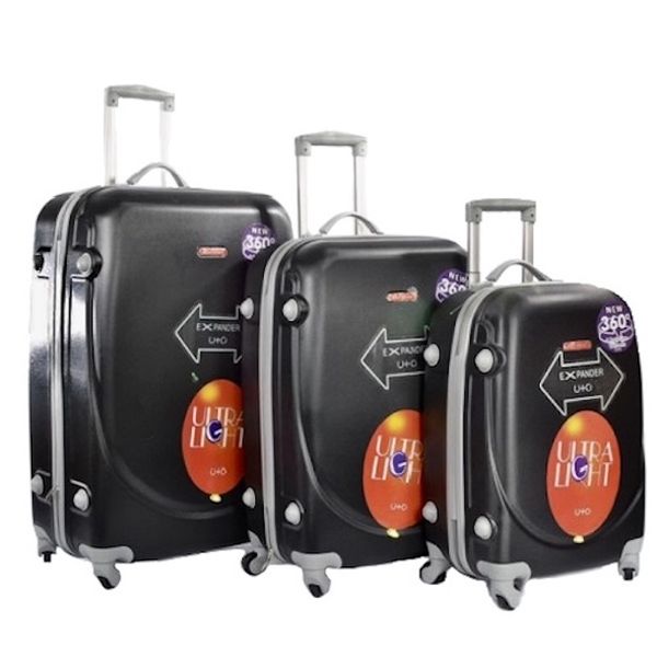 3 Piece Lightweight Luggage Set - Black