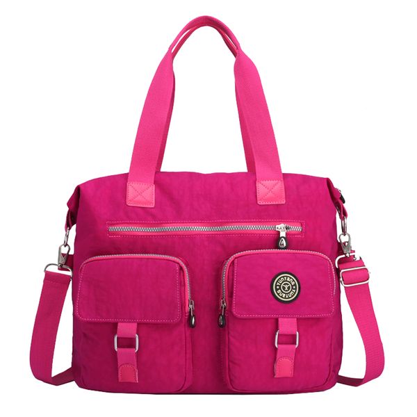 Large-Capacity Waterproof Travel Tote Bag - Rose Red