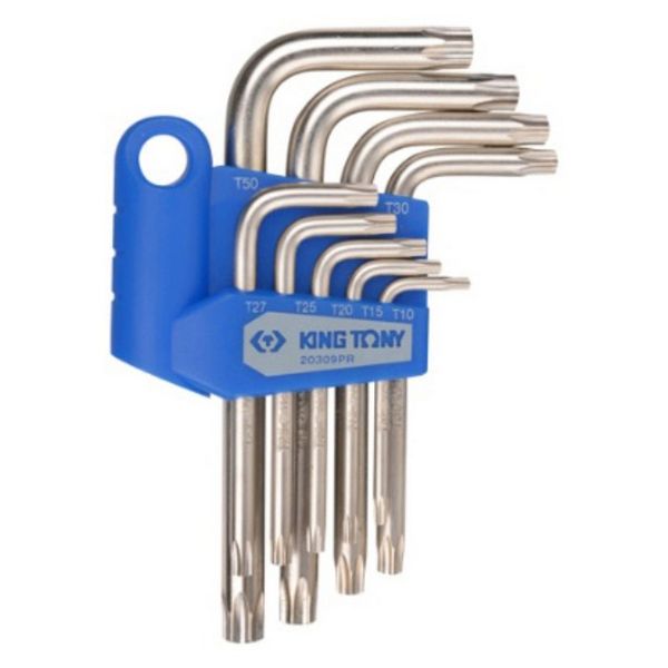 KING TONY TORX L KEY SET 9PC TAMPER PROOF T10-T50 STANDARD LENGTH