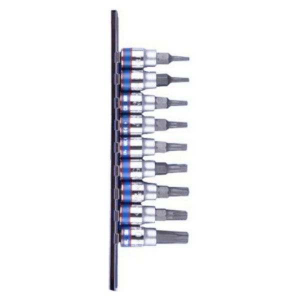 KING TONY SOCKET TORX BIT SET T8-T40 9PC RAIL