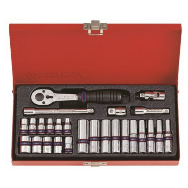 KING TONY SOCKET SET 1/4"DR STD &amp; DEEP 4-13mm 26PC