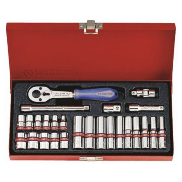 KING TONY SOCKET SET 1/4"DR IMPERIAL STD &amp; DEEP 26PCS