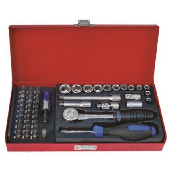 KING TONY SOCKET SET 1/4"DR METRIC WITH BITS 4-14mm 51PC