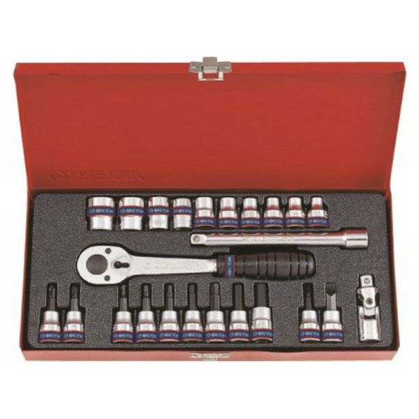 KING TONY SOCKET SET 3/8"DR WITH BITS 6-19mm 24PC