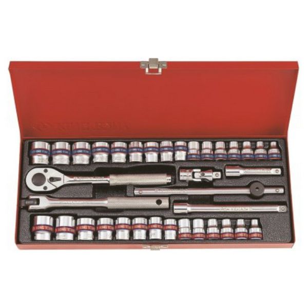 KING TONY SOCKETS 3/8" MET/IMP 36PC