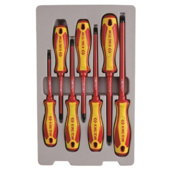 KING TONY SCREWDRIVER SET ELECTRICAL 1000V VDE 7PC