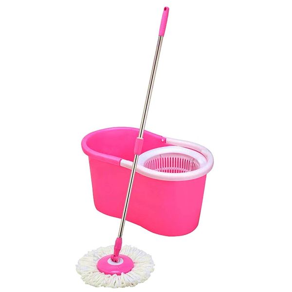 Magic Spin Mop And Plastic Bucket Set-Pink