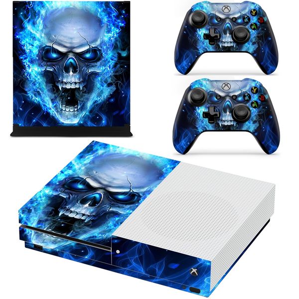 Decal Skin Compatible with Xbox One X - Blue Skull (Decal Only)