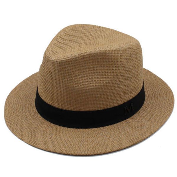 Panama Straw Summer Sun Hat for Men/Women-Brown