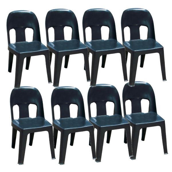 Durable Plastic Party Chair Combo Set of 8 - Black